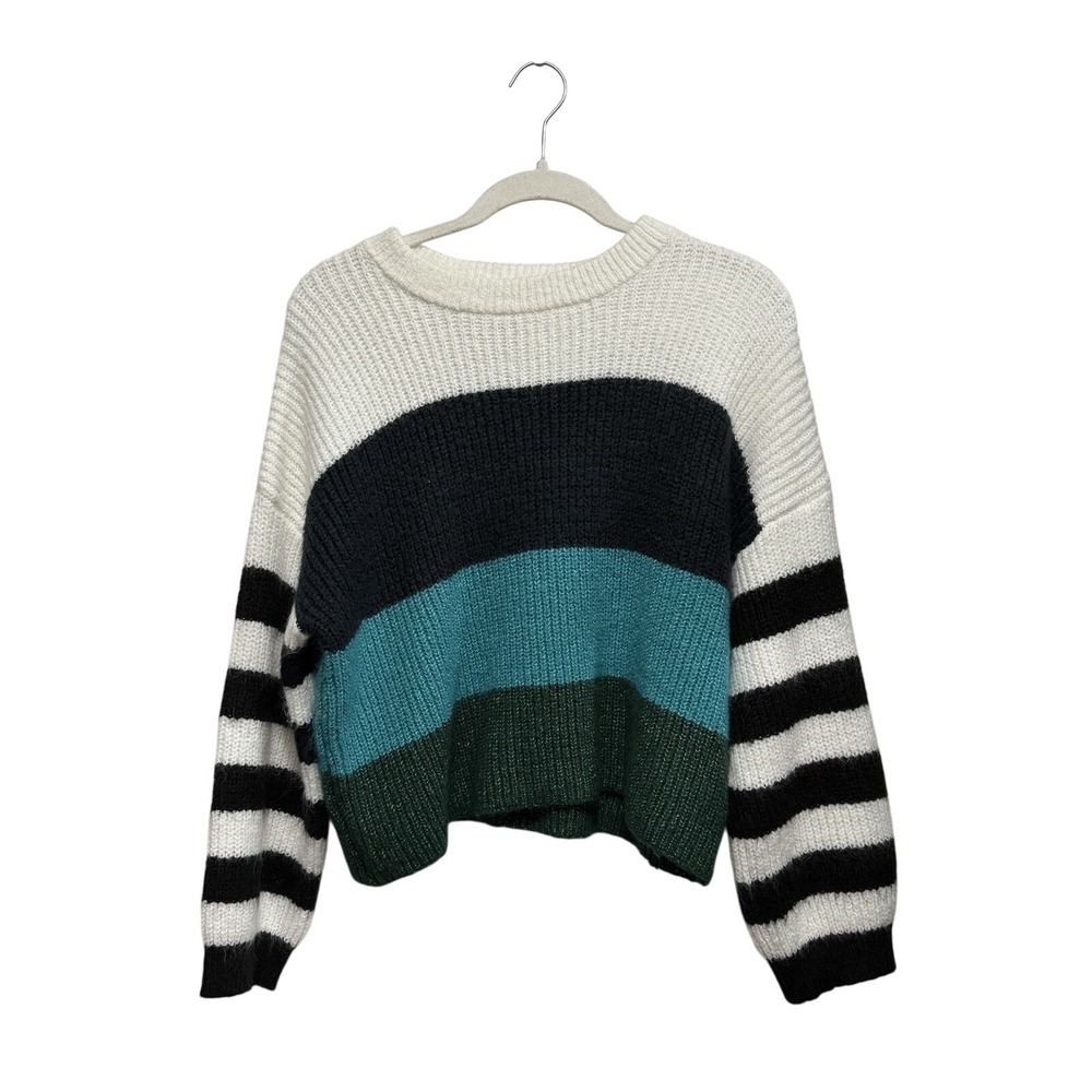 Harper Heritage Dinora Colorblock Ribbed Knit Crew Sweater women's L Multi color